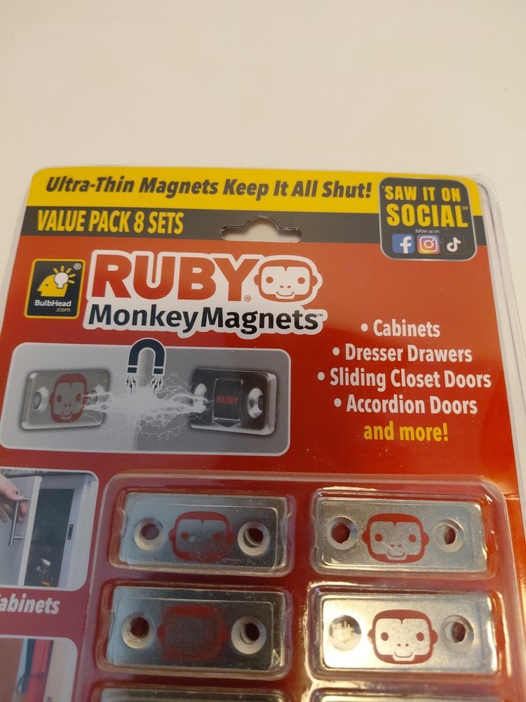 RUBY Monkey Magnets Ultra-Thin Magnetic Plates Keep It All Shut, AS-SEEN-ON-TV