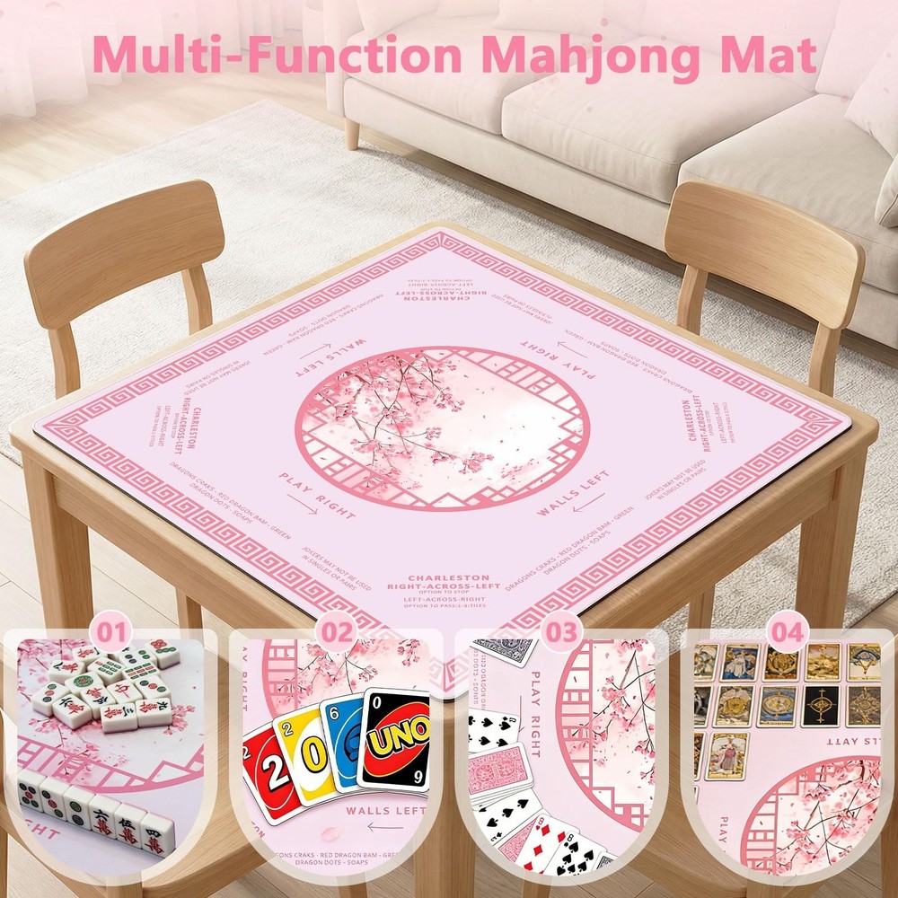 Mahjong Mat for Table Non Slip Noise Reduction 3mm - 31.4x31.4 Inch for Ameri...