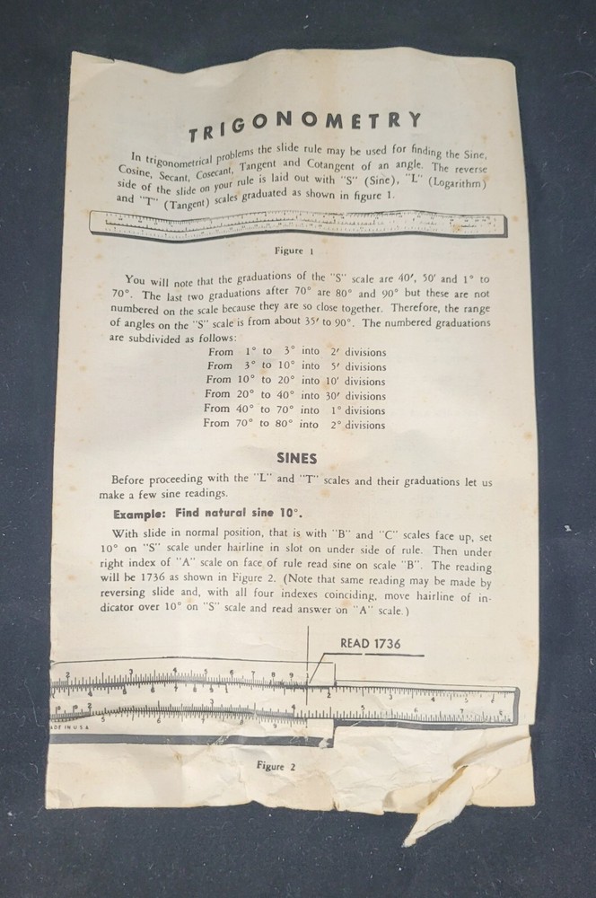 Vtg Engineering Instruments Inc 10" Slide Rule 250-V W/Box/Case/Instruction Book