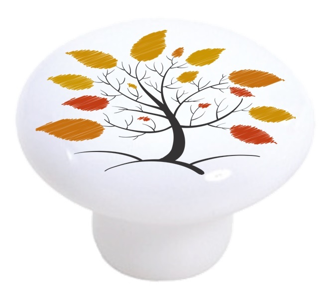 Yellow Tree Cabinet DRAWER Pull KNOB Ceramic