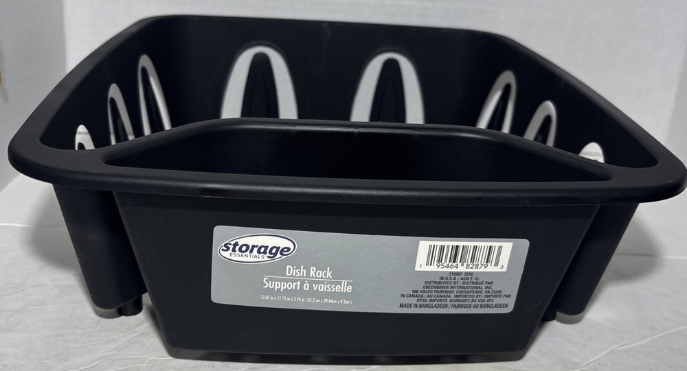 Storage Essentials—Black Dishwashing Drying Rack—13.8x 11.75x 3.74 In—24 HR SHIP