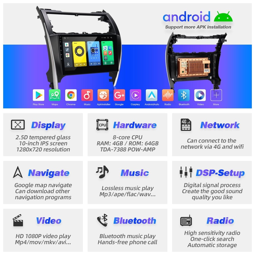 for Android Compatible with Wirelessly Carplay Android Auto,Car Radio Stereo ...