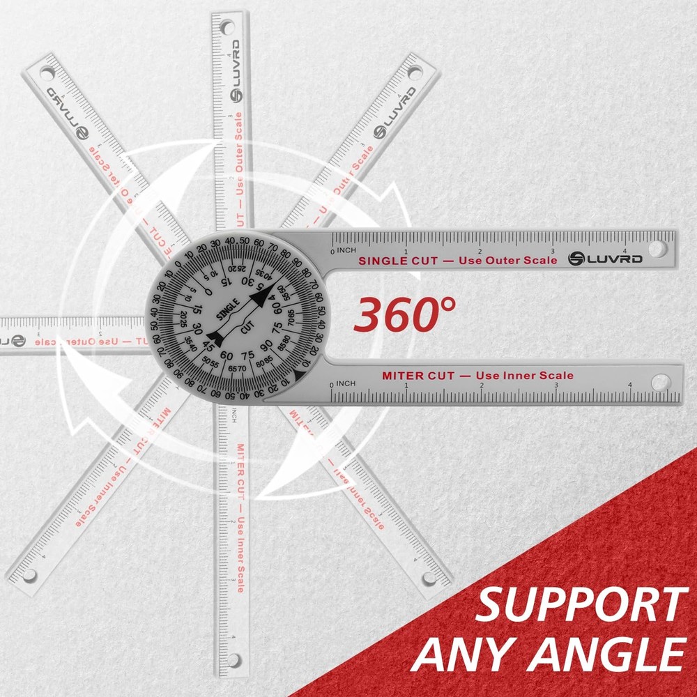 Miter Saw Protractor, Professional Angle Finder for Small, Silver
