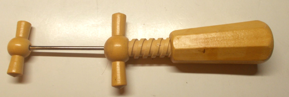 Vintage Wooden Corkscrew Cork Puller Dual Handle 8 Sided