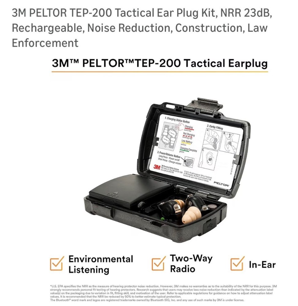 3M Peltor TEP-200 EU Tactical Earplug Black