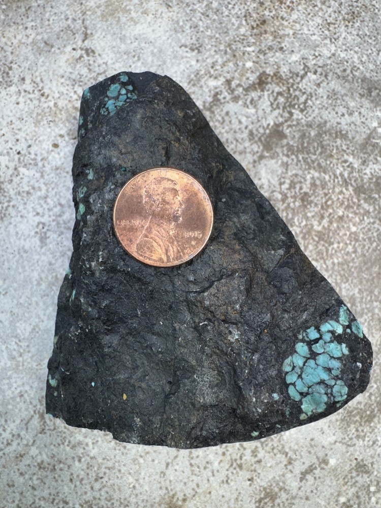 Hubei turquoise rough , solid spiderwebs nuggets in blue color tight pattern