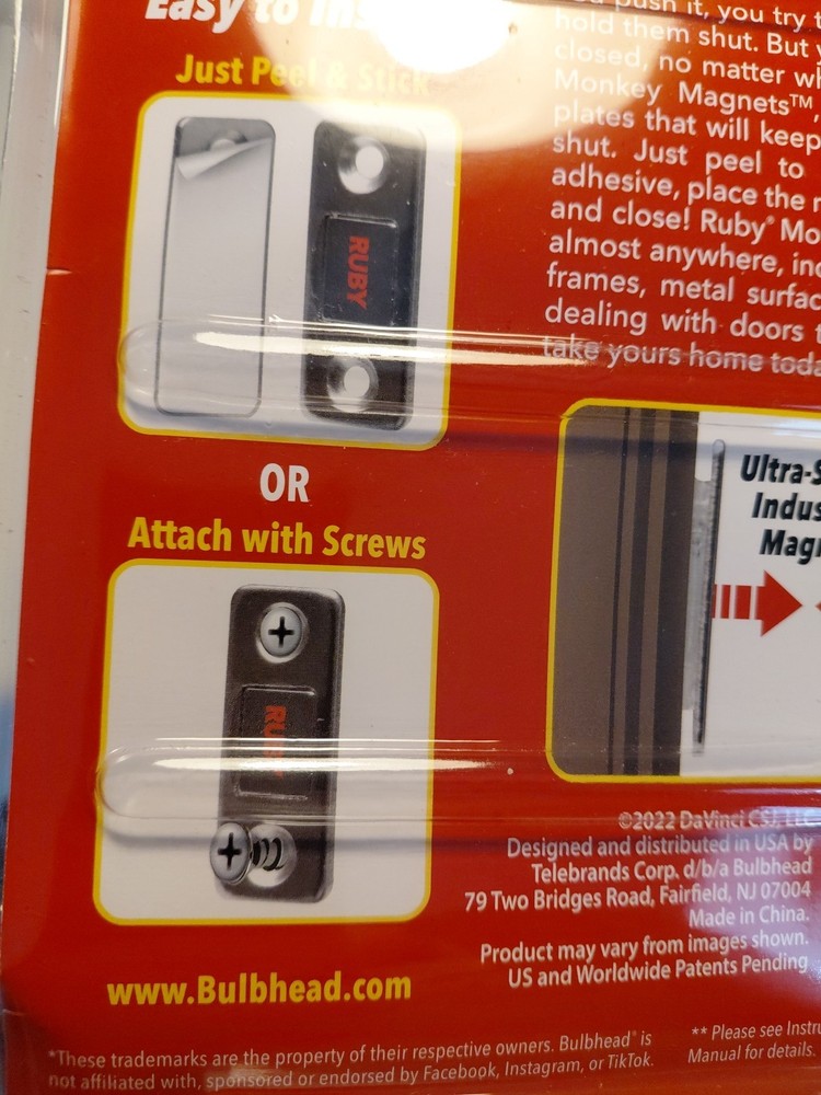 RUBY Monkey Magnets Ultra-Thin Magnetic Plates Keep It All Shut, AS-SEEN-ON-TV