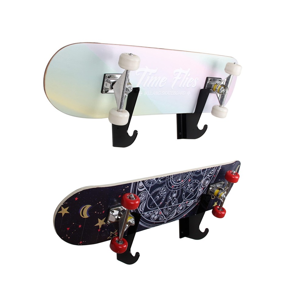 Skateboard Wall Mount Display Rack, Skateboard Wall Rack with Storage Hook
