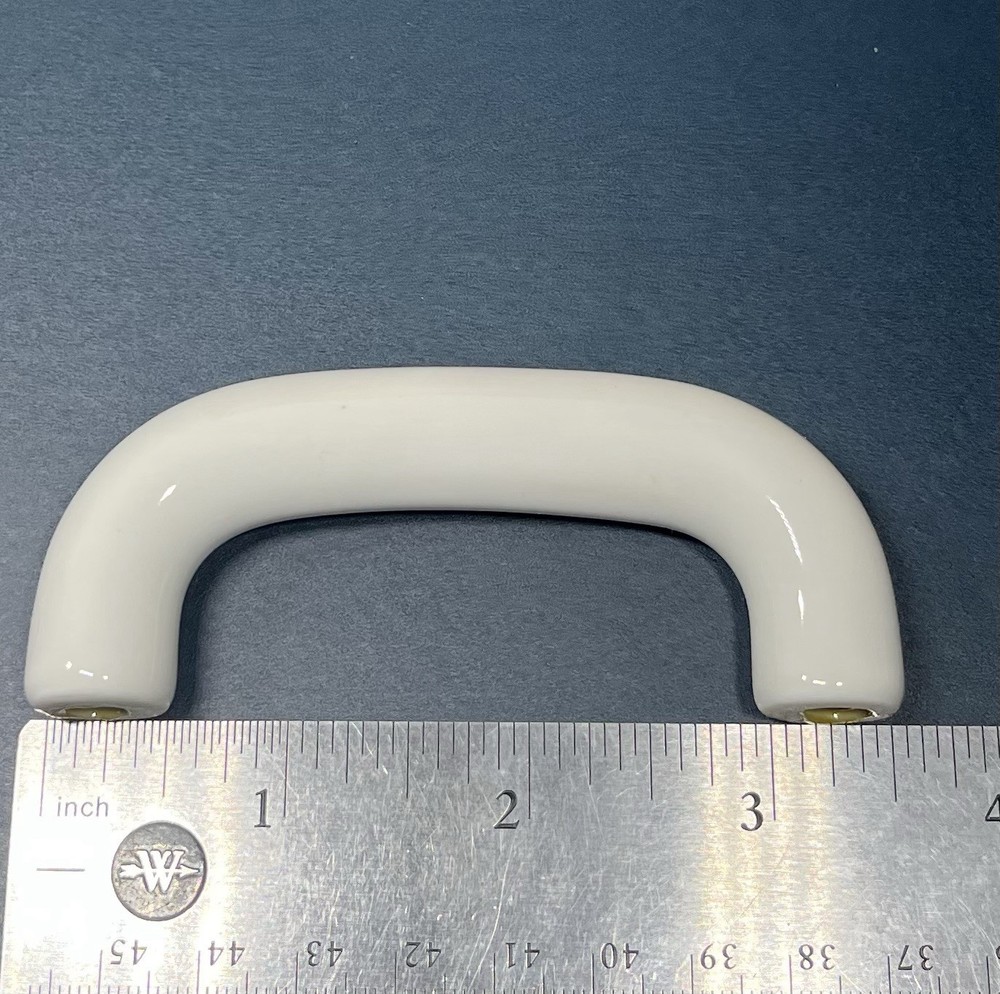 White Porcelain Ceramic Cabinet Handle Kitchen Pull Bath Drawer Red Stripe