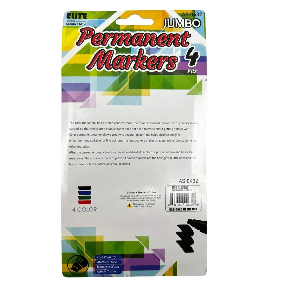 Assortment Permanent Markers: 4CT