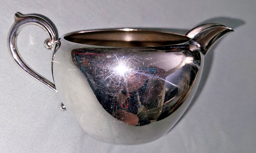 Vtg E.H.S. Co. silverplate on copper open creamer pitcher