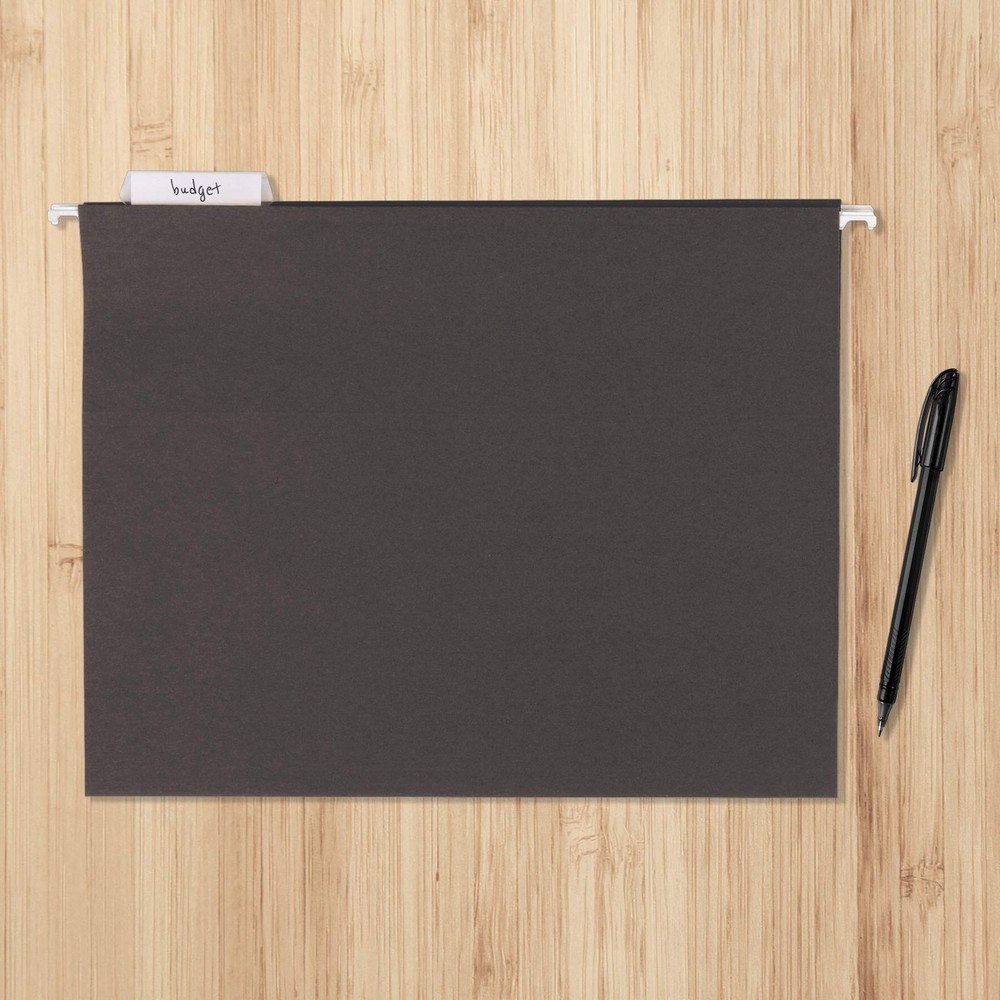 Amazon Basics Hanging File Folders with Adjustable Tabs for Letter, Black