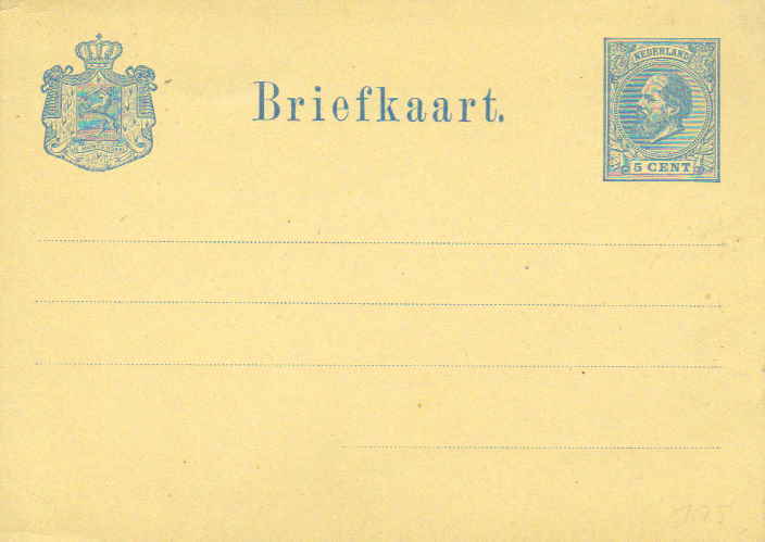 Netherlands Higgins & Gage 9 Unused.
