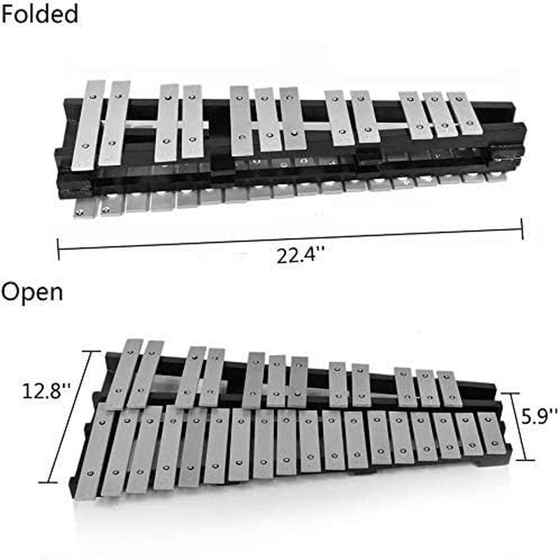 30 Notes Foldable Glockenspiel Xylophone Vibraphone Percussion Instrument (Black