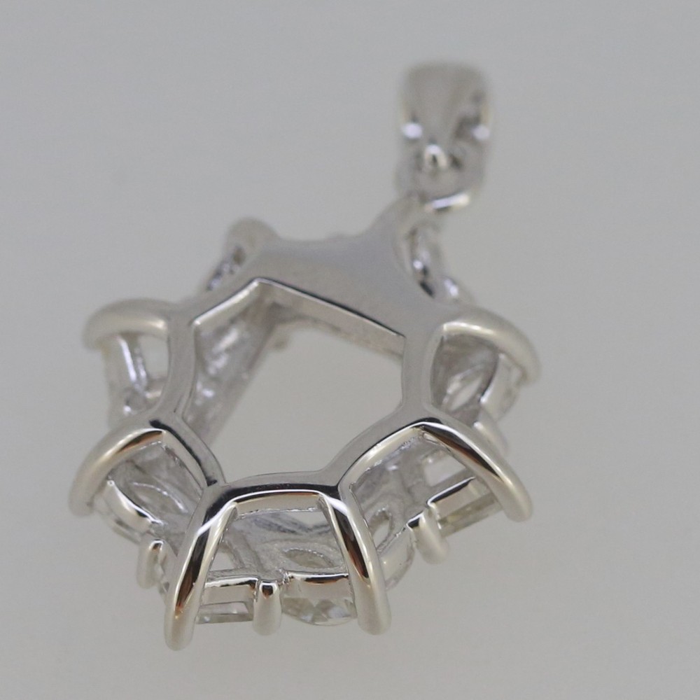 Sterling Silver Semi Mount Pendant Setting OCT 9x7mm