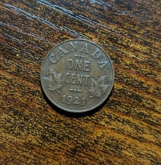 1921 Canada One Cent Coin. AI