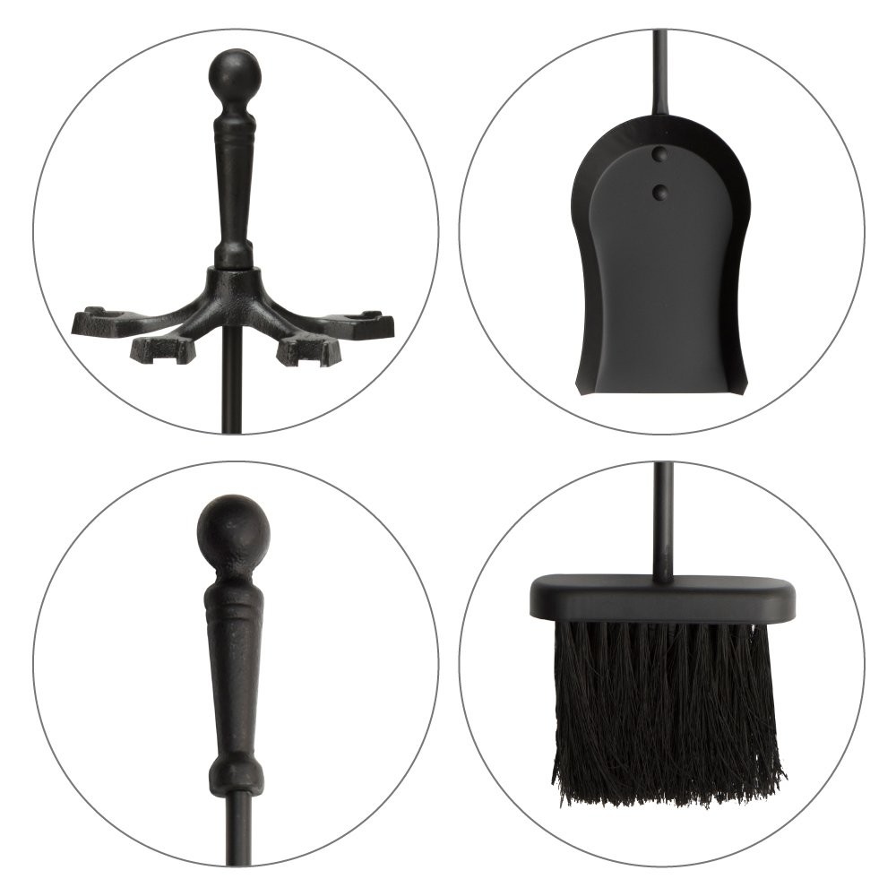 5piece Fireplace Tools Set With Ball Handles Black