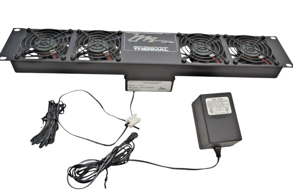 Middle Atlantic UQFP 4RT Quiet 4 Fan Panel With Thermistor Rack Cooling System