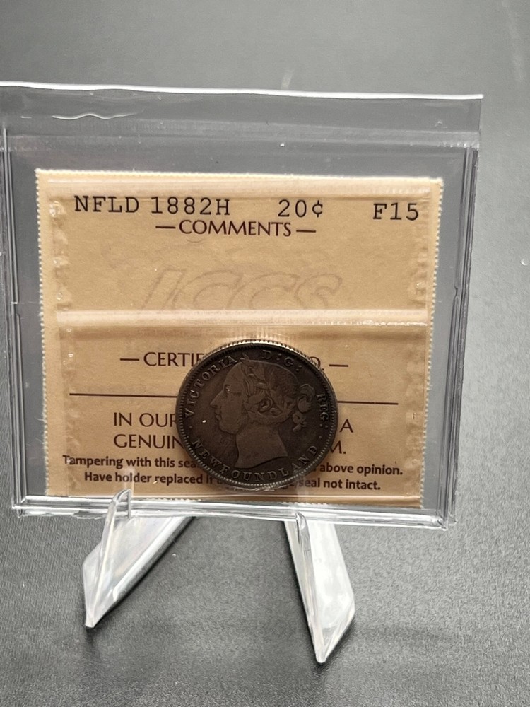 1882H Newfoundland 20 Cent ICCS Graded F-15