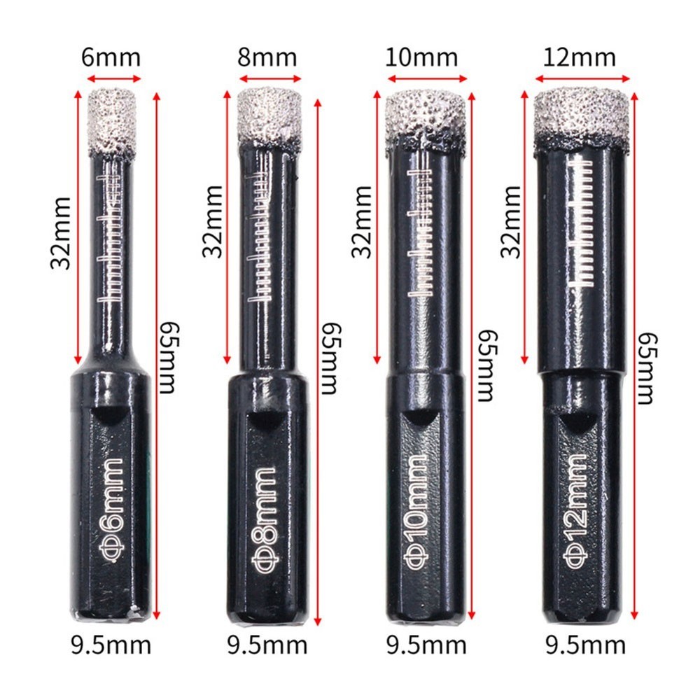 6-12mm Dry Ceramic Tile Drill Bit Triangular Shank Brazing Hole Opener Drilling