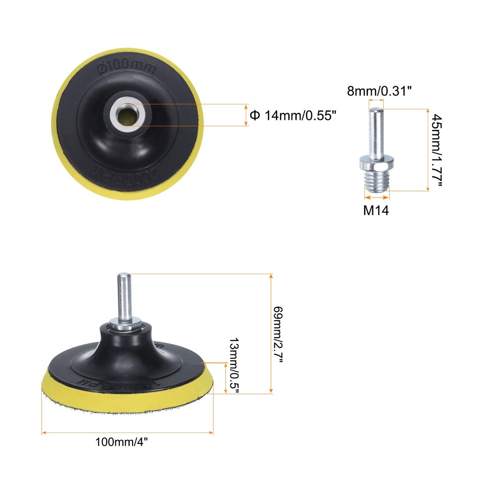 4 Inch Hook and Loop Sanding Disc Pads M14 Shank 2pcs