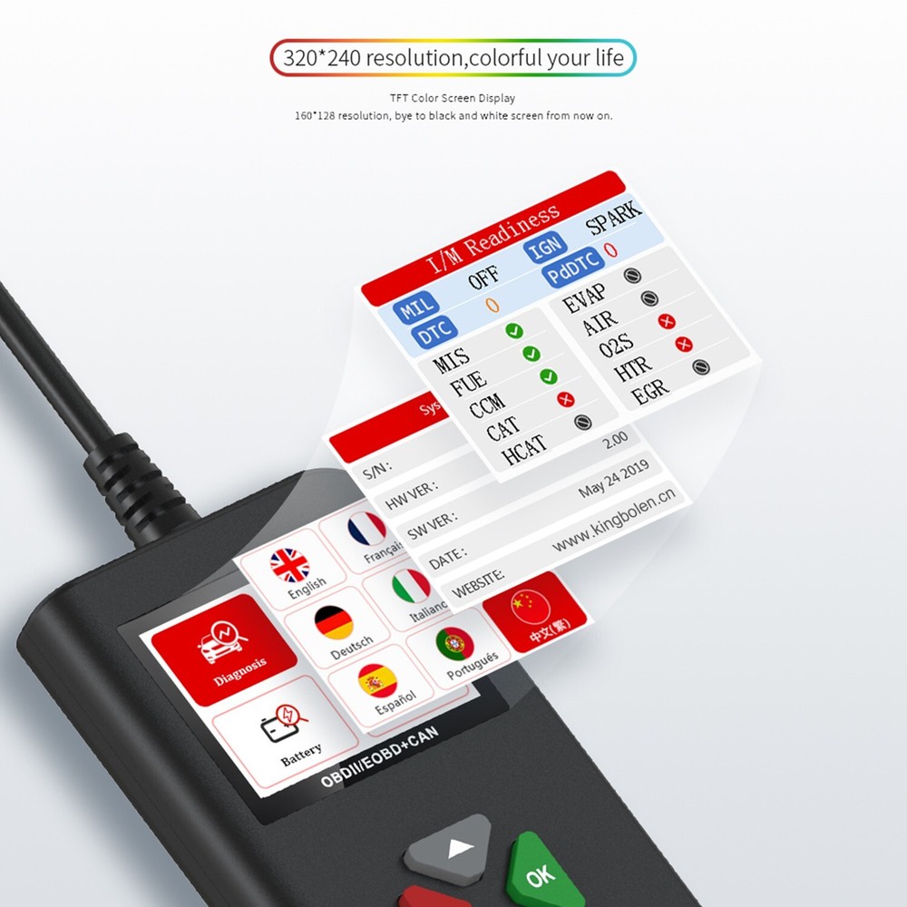 YA206 Auto OBD Code Reader OBD2 Scanner Car Check Engine Fault Diagnostic Tool