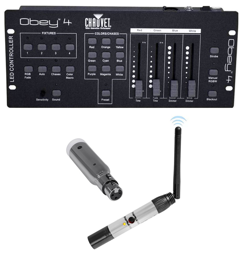 Chauvet Obey 4 Channel Wireless DMX-512 Light Controller+Receiver+Transmitter