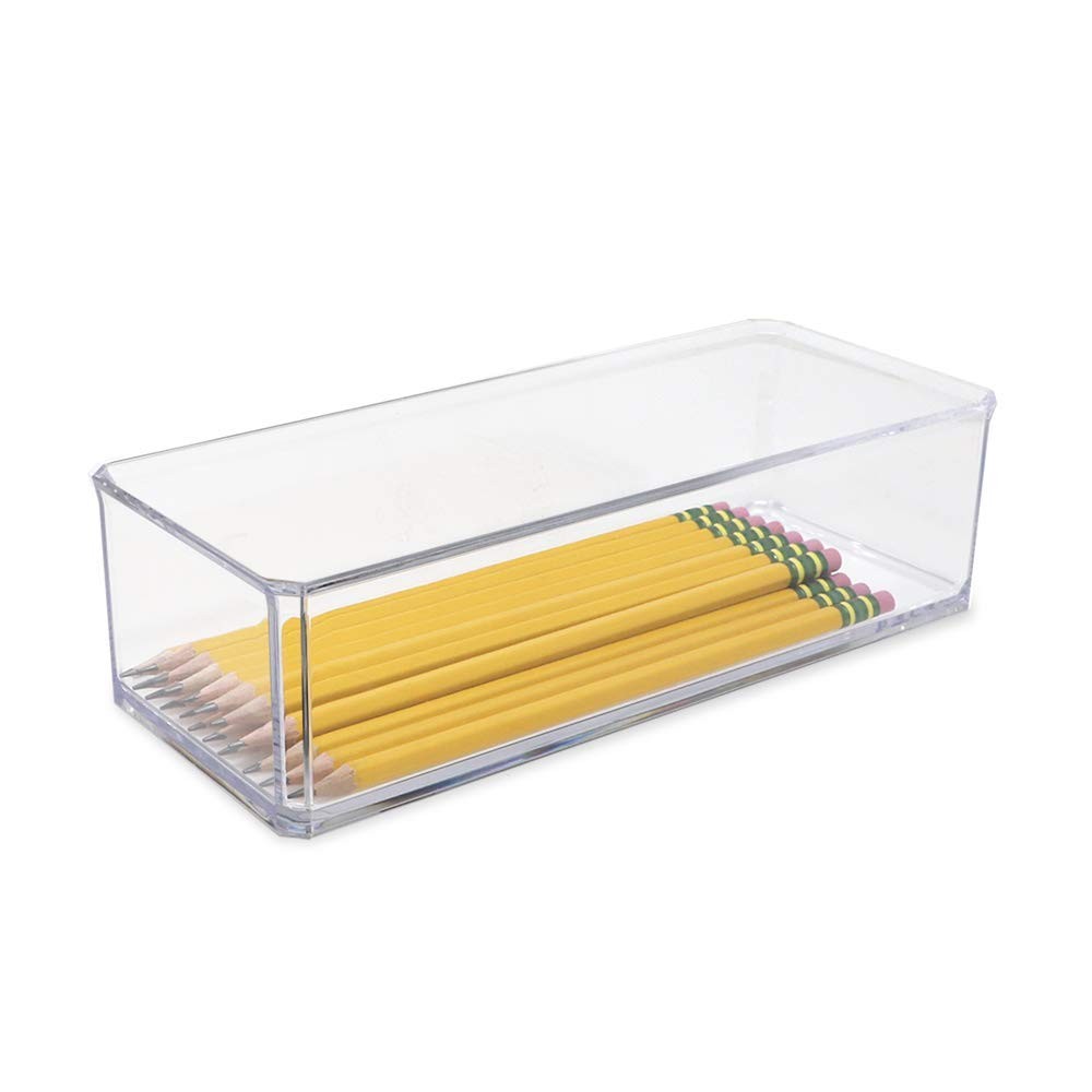 Isaac Jacobs Clear Acrylic Rectangular Stackable Storage Organizer, (9 L x 3.5 W
