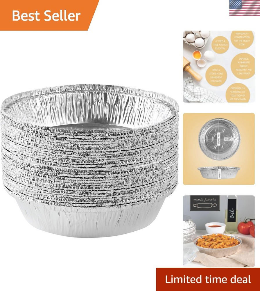 Versatile 7'' Round Foil Baking & Cooking Pans, 20-Pack - Durable & Safe
