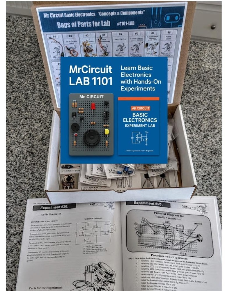 Mr Circuit LAB 1 Basic Electronics Book & Deluxe Learning Lab for Beginners