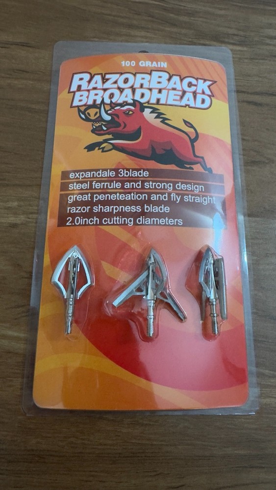 razorback 100 Grain 3 Blade Broad Heads