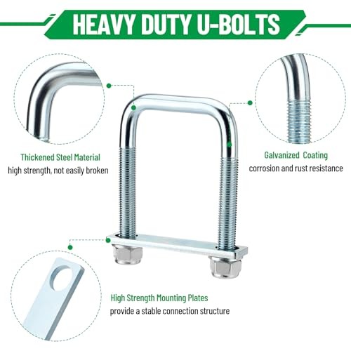 4 Pack Square U Bolt for 3 Inch Wide Leaf For 3" Wide Leaf Spring-4 Pack