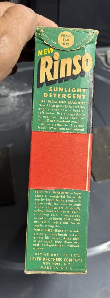 1950’s Vintage Rinso detergent box sunlight Full Unopened