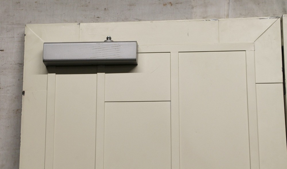 Painted White Fire Double Doors with Push Bar 89.75 x 72