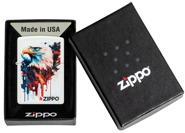 Zippo Painted Eagle Design Color Image White Matte 46692