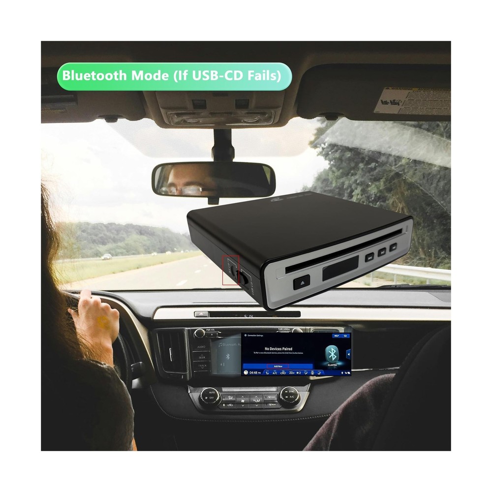 External Portable Car USB or Bluetooth Connected Hi-Fi CD Player, Plug and Pl...