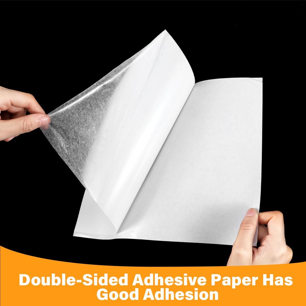 40 Sheets A4 Size Clear Double Sided Adhesive Tape Sheets, Wide Large Double Sid