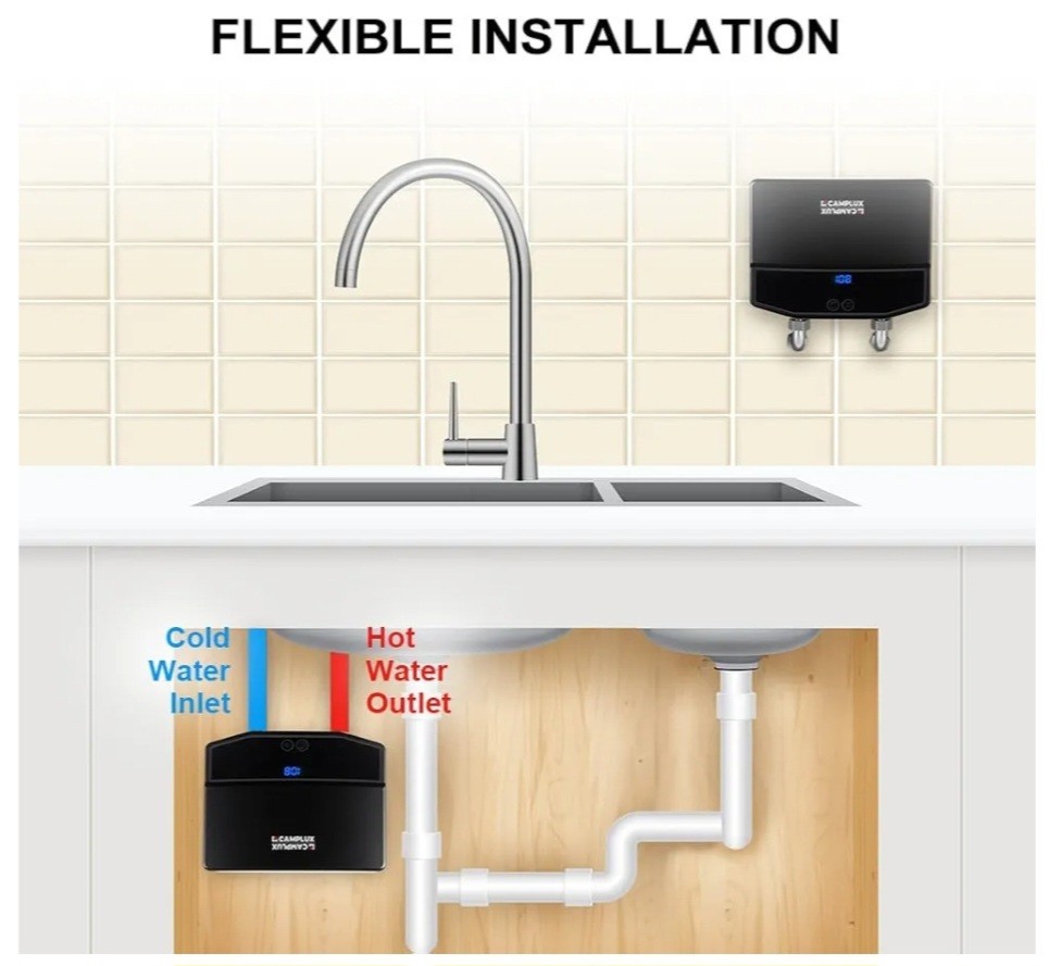 Camplux RV Tankless Water Heater Electric 3.5kW 120V Self Modulating WHITE