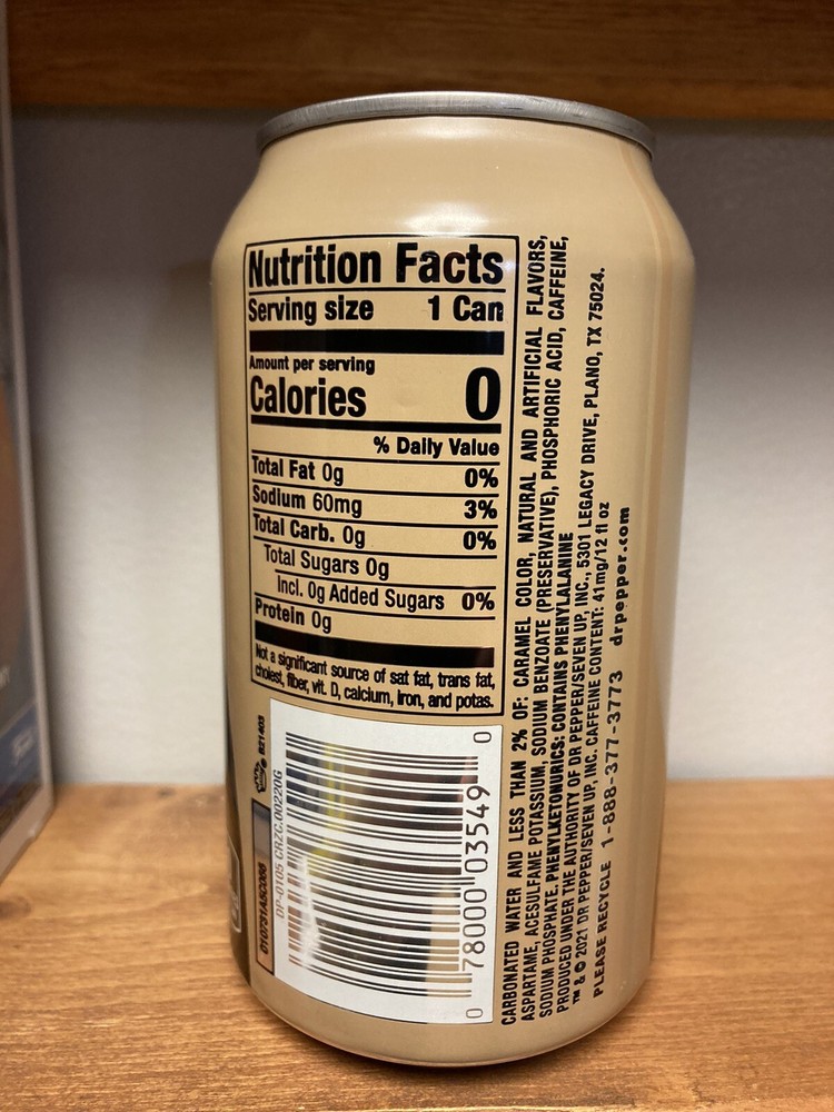 Dr. Pepper Zero Sugar Cream Soda Empty Can. Drained Under Tab.