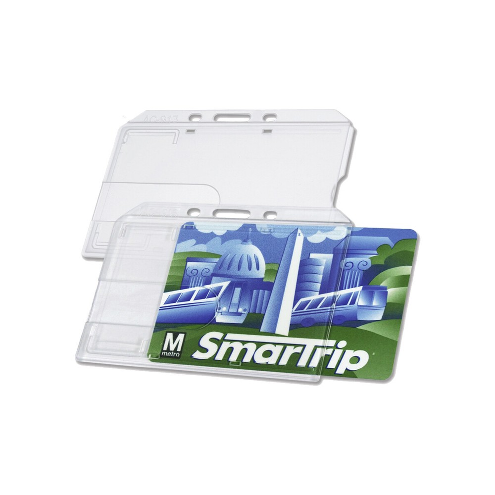 10 - Clear Rigid Plastic Horizontal Badge Holder - Side Load Insert (AC-913)