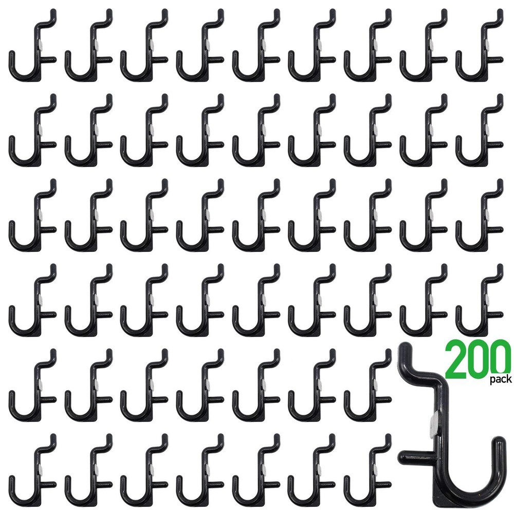 Pegboard Hooks Kit 200PK Pegboard J Hook Assortment Black Peg Hooks