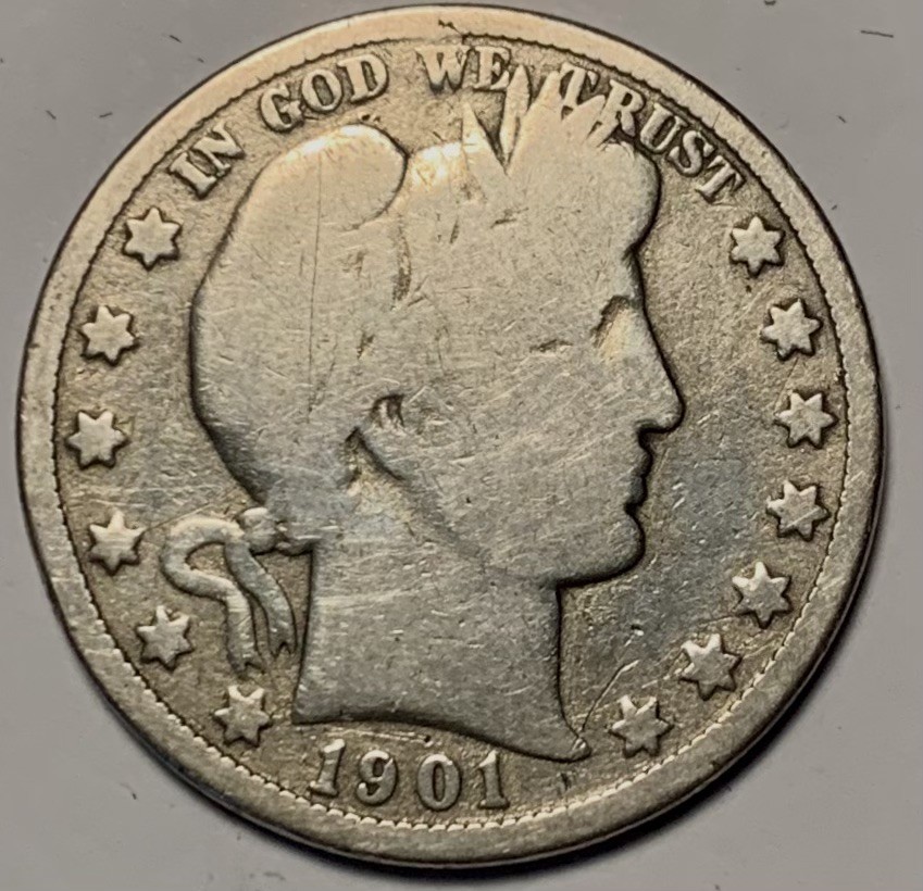 1901 O Barber Half Better Date Solid Rims  Cleaned GOOD