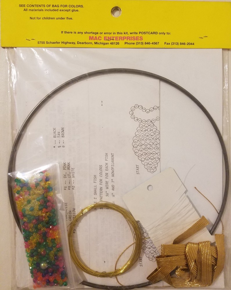 Beaded Rainbow Fish MAC-A-BEAD-EZE Beading Craft Kit Mac Enterprises Vintage