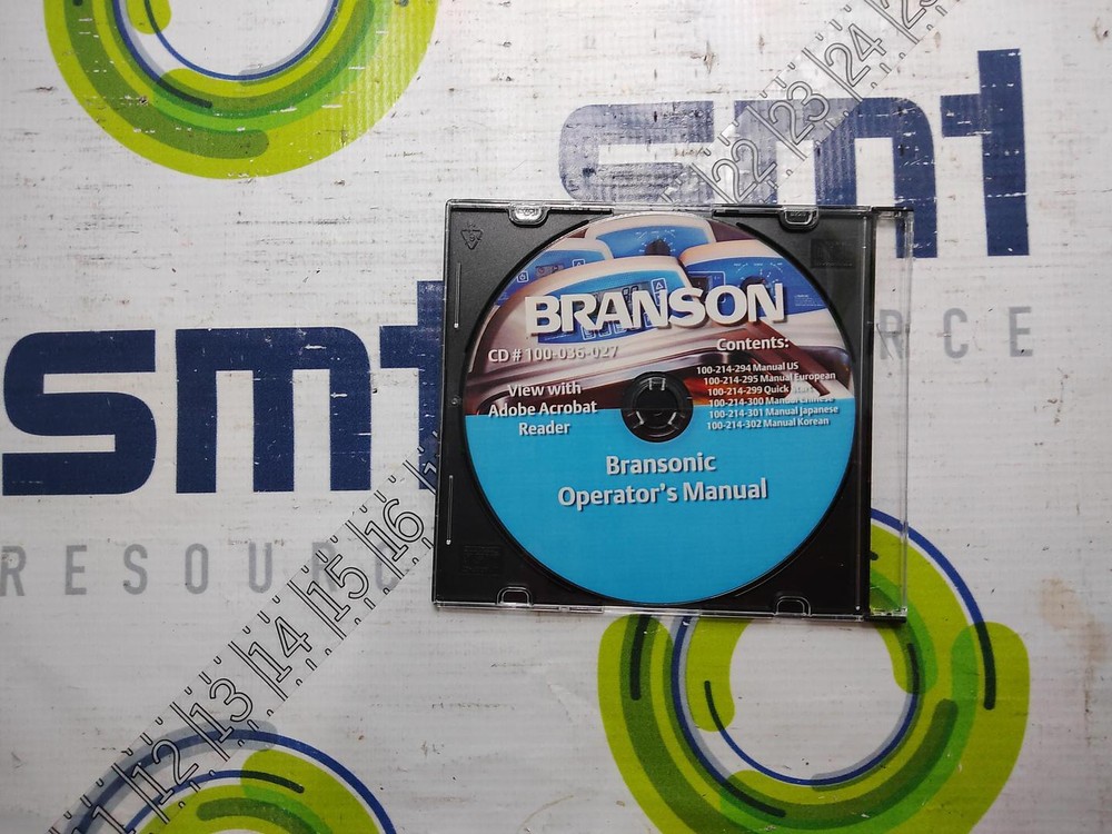 Bransonic 100-036-027 Operator's Manual CD-ROM Software