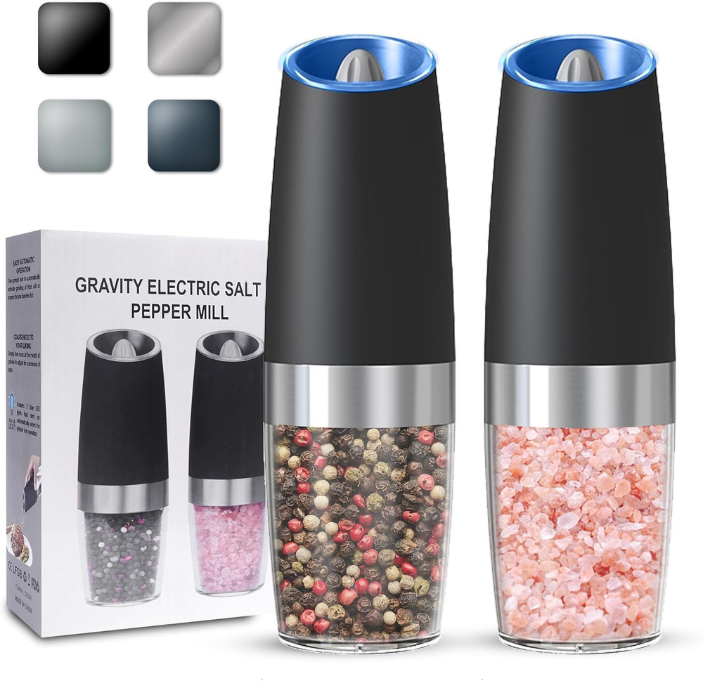 Salt and Pepper Grinder Set Gravity Electric Automatic Mill Kitchen Cooking