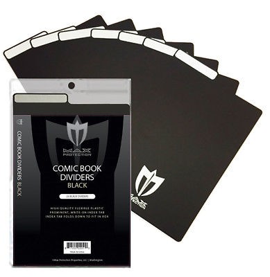 50 Max Pro Black Plastic Comic Book Dividers with Folding Write On Tab
