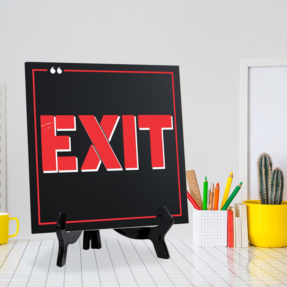 Exit 5"x 5" Square Table Sign With Acrylic Easel | Restaurant & Cafe Décor