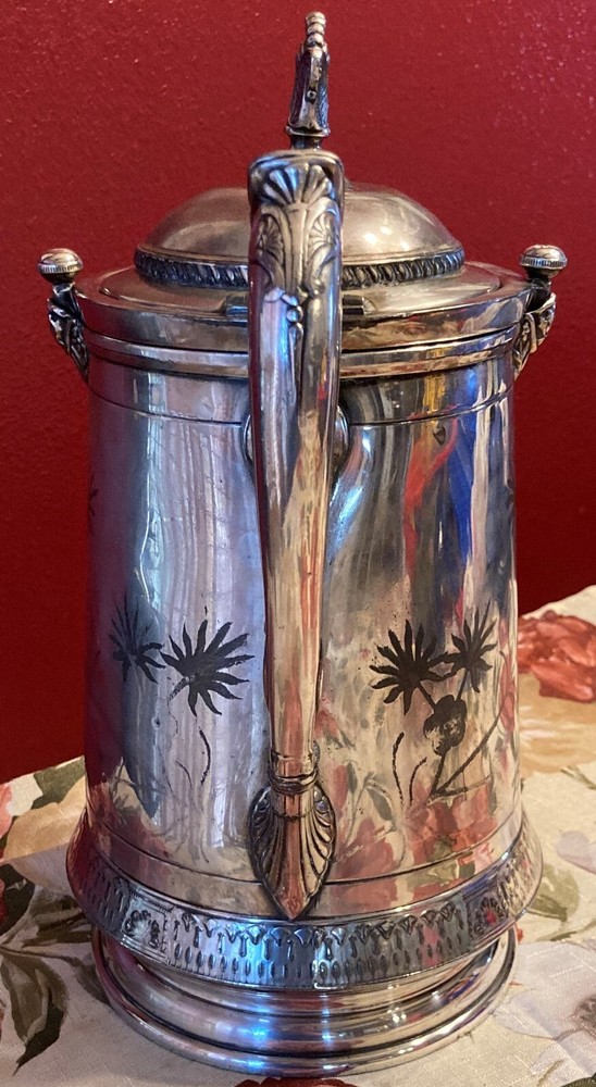 Antique / Vintage Reed & Barton Silver Plate Pitcher Tankard W/ Ceramic Insert