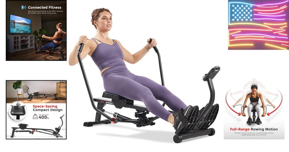 Full-Motion Rowing Machine w/Adjustable Resistance, Low-Impact Full-Body Work...