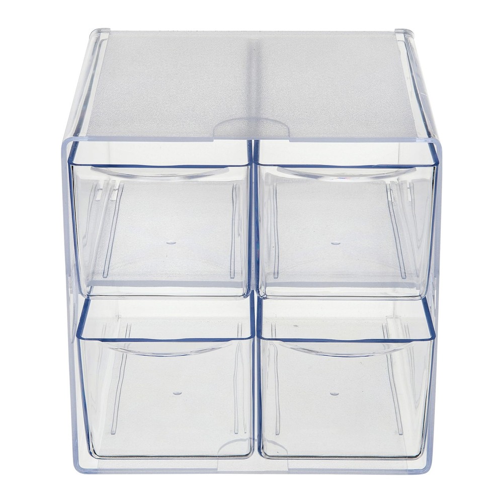 Stackable Cube Organizer, Desk and Craft Organizer, 4 Drawers, Clear, Removab...